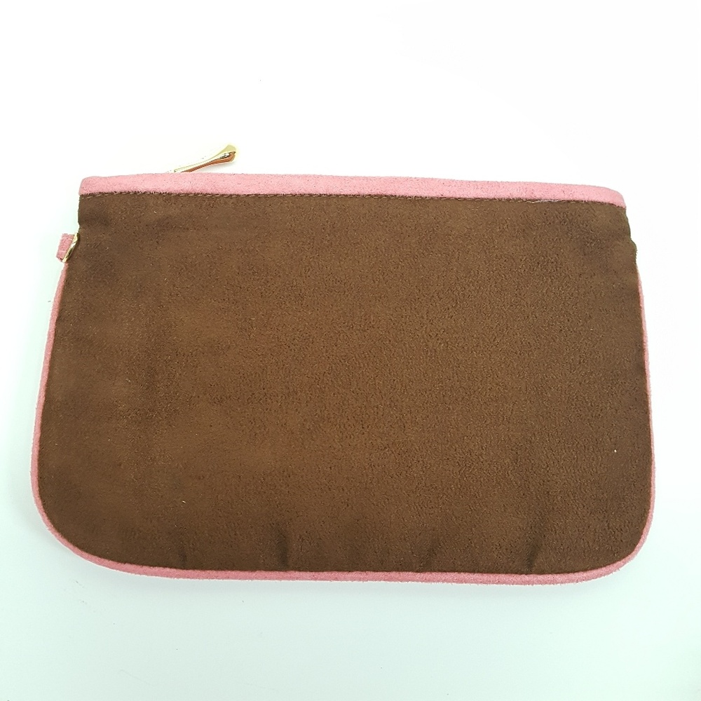 Hilary London Suede clutch makeup purse  BROWN